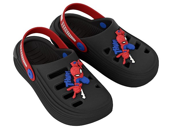 Babuche Infantil Homem Aranha Marvel Kicks Grendene Kids Preto ou Azul