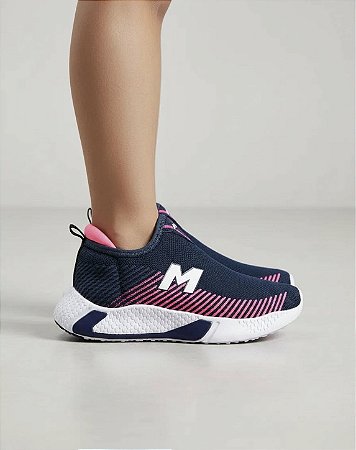 Tênis Infantil Menina Calce Fácil Super Confortável Minipé Marinho ou Rosé