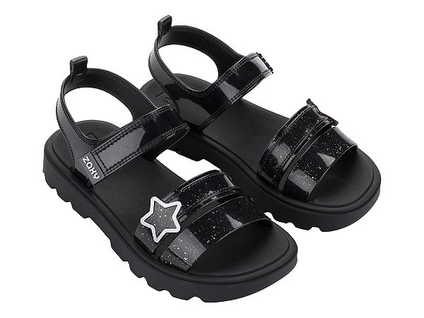 Sandália Infantil Menina Cosmic Zaxy Rosa Preto e Off White