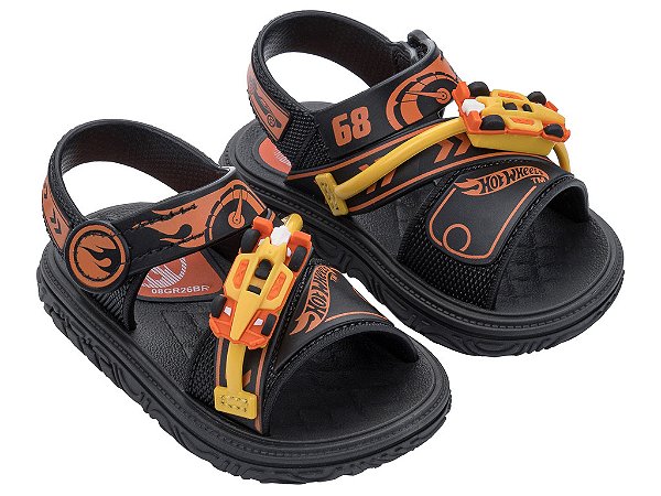 Sandália Bebê Menino Hot Wheels Grendene Kids Preto e Azul