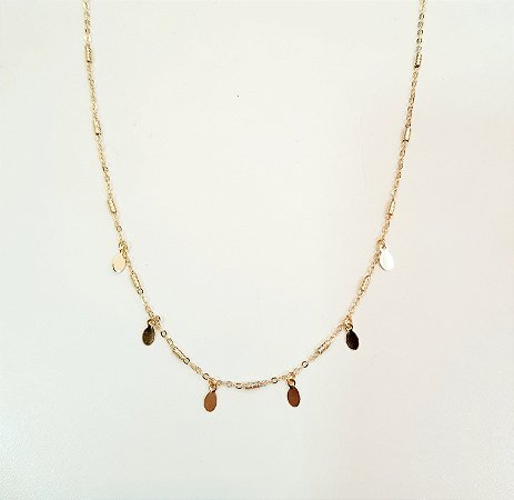 Colar com pingentes gota folheado a ouro 18k
