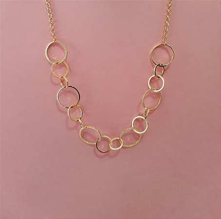 Gargantilha com círculos folheado a ouro 18k