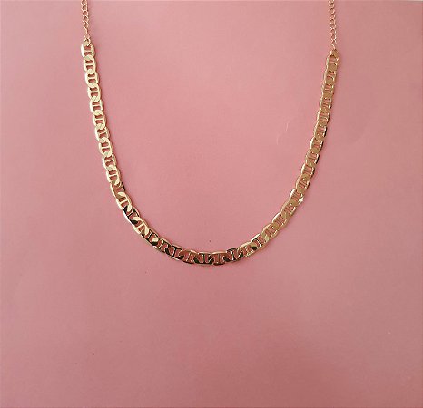 Choker elos com traço ao meio folheado a ouro 18k