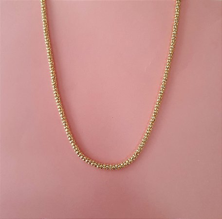 Gargantilha modelo pipoca folheado a ouro 18k