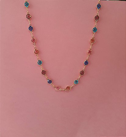 Gargantilha colorida folheada a ouro 18k