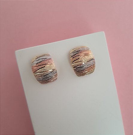 BRINCO 3 CORES LISTRADO FOLHEADO A OURO 18K