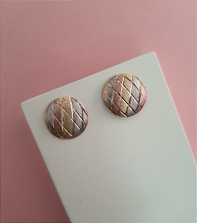 BRINCO REDONDO 3 CORES FOLHEADO A OURO 18K