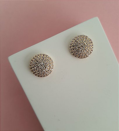 BRINCO PONTEIRA COM ZIRCÔNIAS  FOLHEADO A OURO 18K