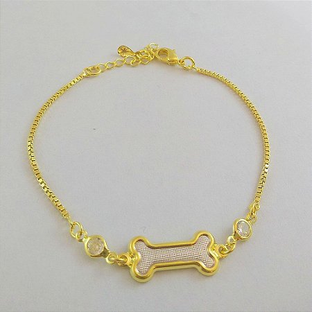 Pulseira osso folheada a ouro 18k