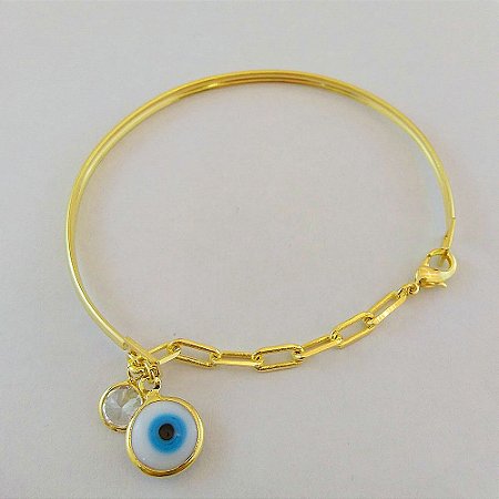 Pulseira olho grego + zircônia (Pul000113)