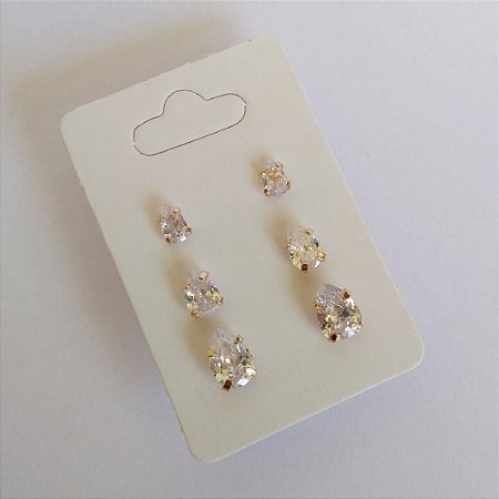 Kit brinco gotas de zircônia ( Br000565)