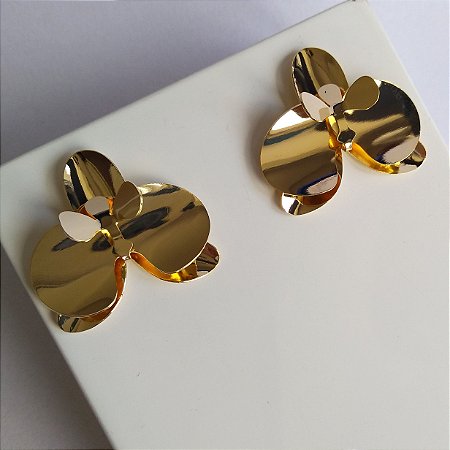 Brinco Orquídea folheado a ouro 18k