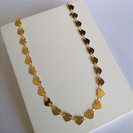Colar corações folheado a ouro 18k