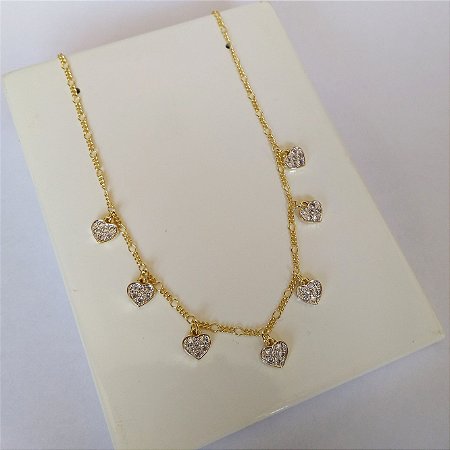 Colar com 7 corações ( Col000344)
