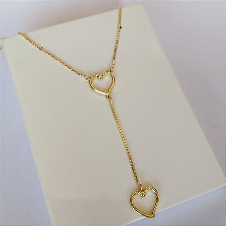 Colar com pendente de coração folheado a ouro 18k