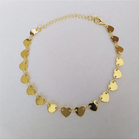 Pulseira corações folheada no ouro 18k