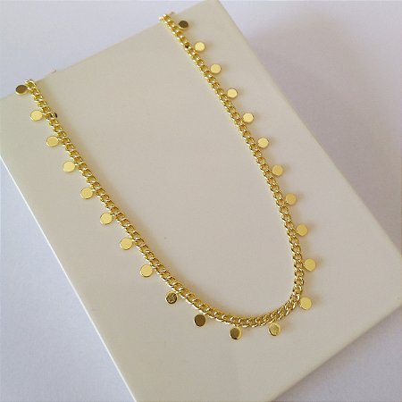 Colar choker com círculos folheado em ouro 18k