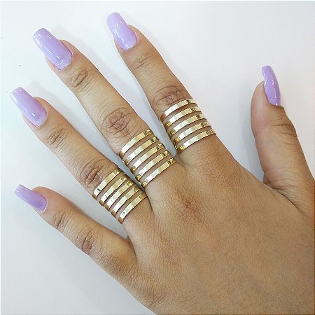 KIT 3 ANÉIS FOLHEADO A OURO 18K