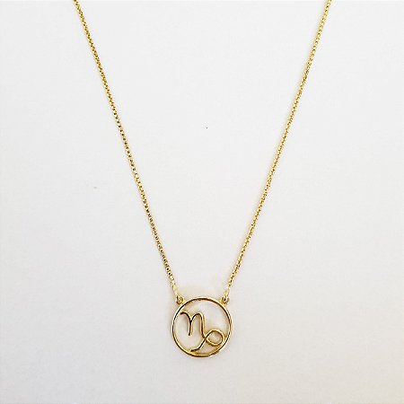 Colar signo capricórnio folheado a ouro 18k