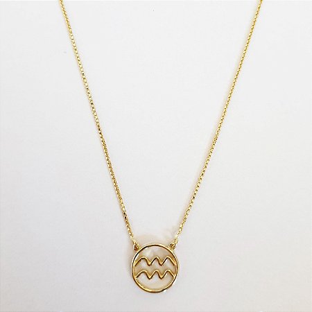 Colar signo aquário folheado a ouro 18k