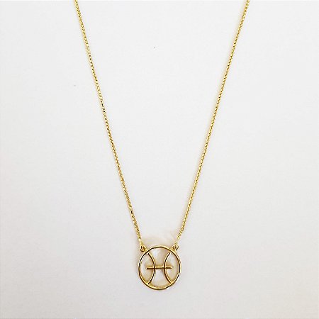 Colar signo peixes folheado a ouro 18k