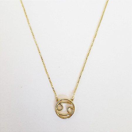 Colar signo câncer folheado a ouro 18k