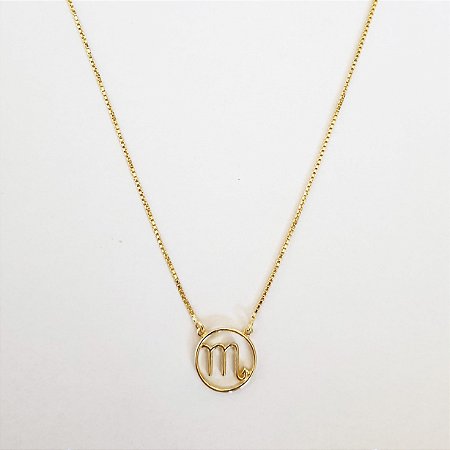 Colar signo escorpião folheado a ouro 18k