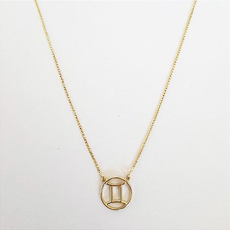 Colar signo gêmeos folheado a ouro 18k