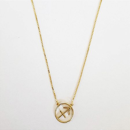 Colar signo sagitário folheado a ouro 18k