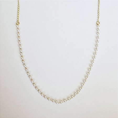 Colar choker com pérolas folheado a ouro 18k