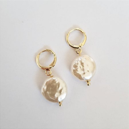 Brinco com pérola barroca folheado a ouro18k