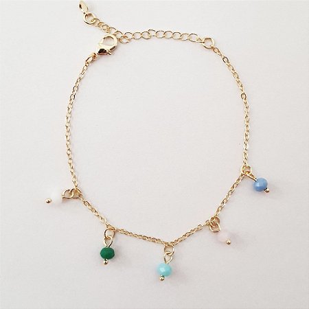 Pulseira com cristais coloridos folheado a ouro 18k
