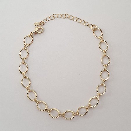 Pulseira elos trabalhados folheada a ouro 18k