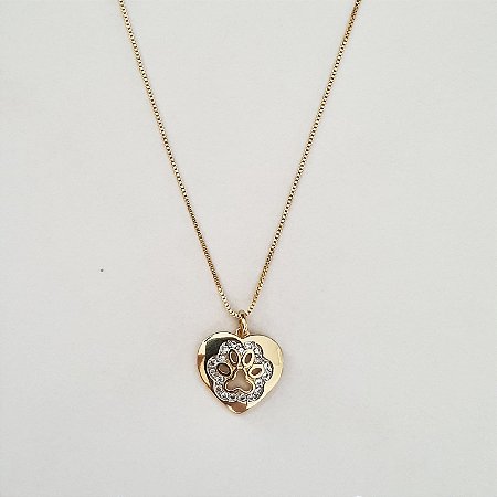 Colar com pingente de pata folheado a ouro 18k