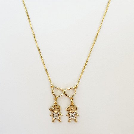 Colar 2 filhos folheado a ouro 18k