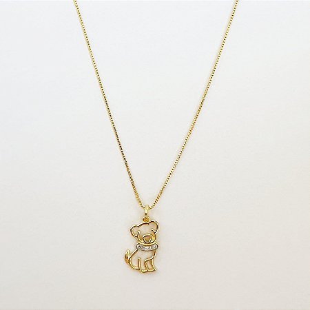 Colar cachorro folheado a ouro 18k