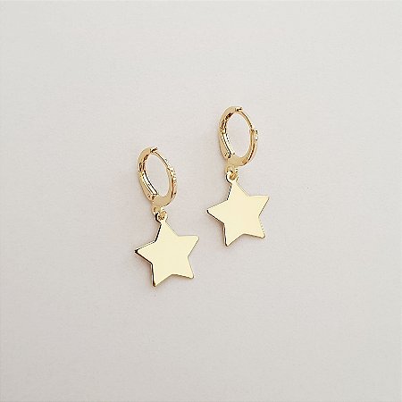 Brinco estrela folheado a ouro 18k