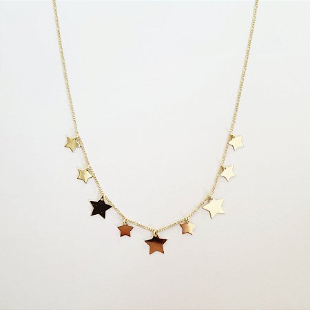 Colar estrelas folheado a ouro 18k