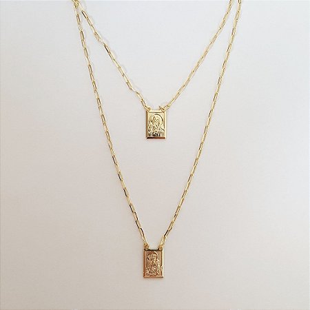 Escapulário folheado a ouro 18k