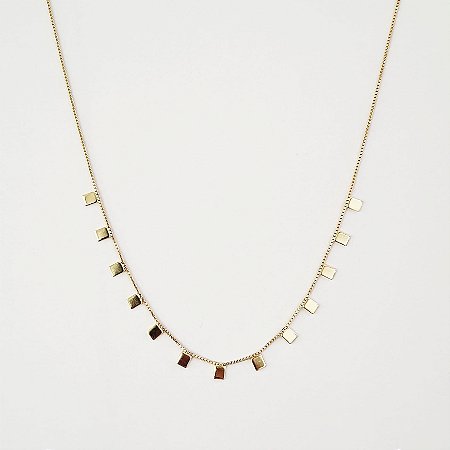 Colar com pingentes quadrados folheado a ouro 18k