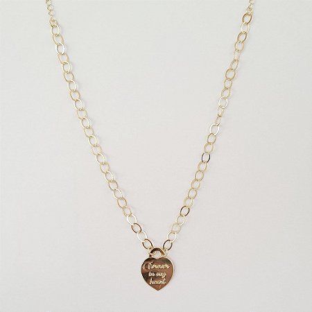 Colar coração forever in my heart folheado a ouro 18k