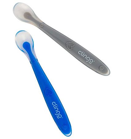 Colher de Silicone Premium Colors Azul Kit com 2 Unidades - Clingo