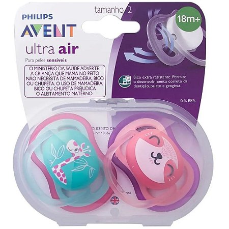 Chupeta Ultra Air Dupla 18m+ Menina SCF349/12 - Avent