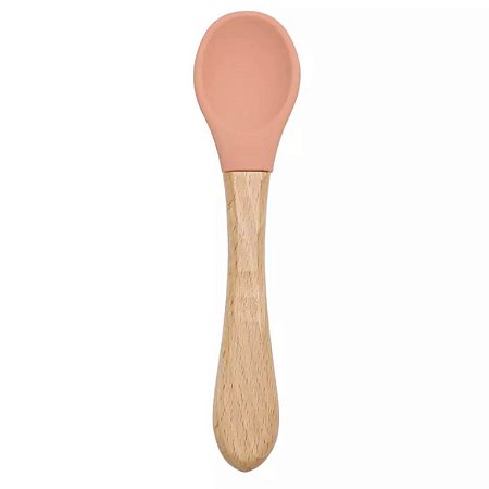 Colher em Bambu e Ponta Silicone Terracota