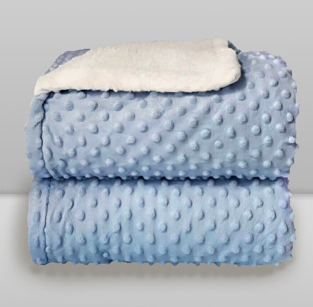 Cobertor Plush com Sherpa Dots Azul Baby