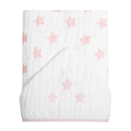 Toalha de Banho Soft com Capuz Star Rosa 95cm x 70cm - Papi