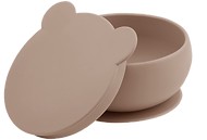 Bowl em Silicone com Sucção e Tampa Bubble Beige - Minikoioi