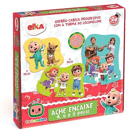 Brinquedo Ache Encaixe 4, 6 e 8 Peças Cocomelon - Elka