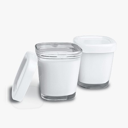Kit de 4 Potes de Vidro para Armazenar Leite Materno ou Papinha Branco - Clingo