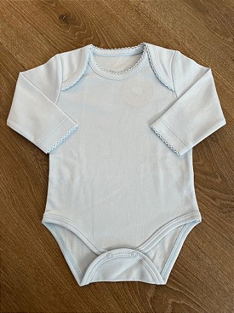 Body Liso Manga Comprida Azul Celeste Pima Peruano